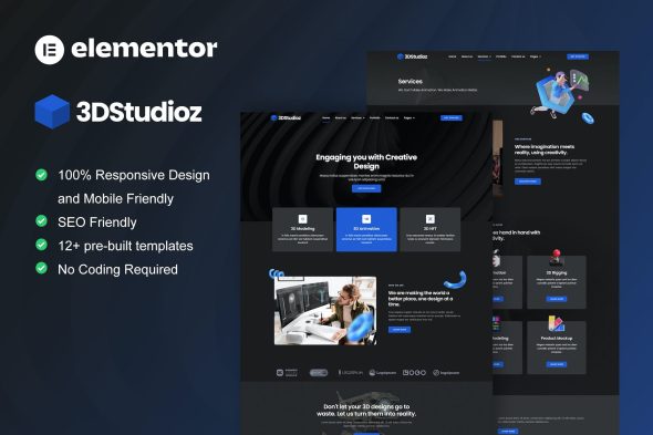 3dstudioz - 3D Design & Animation Studio Elementor Template Kit