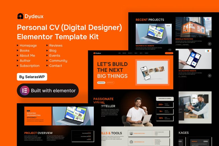 Dydeux – Personal CV Elementor Pro Template Kit - GPLVilla