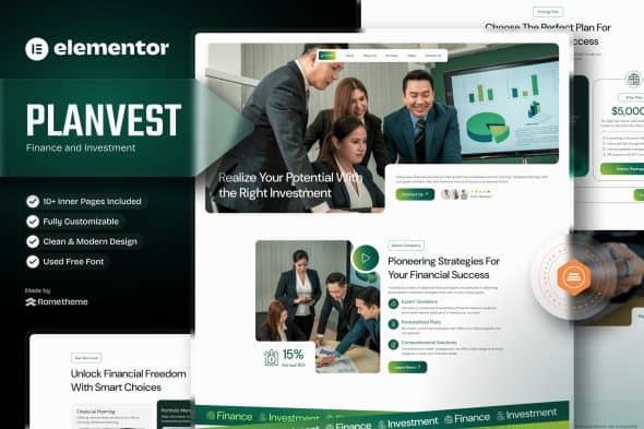 Plantvest – Finance & Invesment Elementor Template Kit
