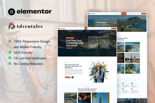 Adventales - Modern Travel Blog Elementor Template Kit