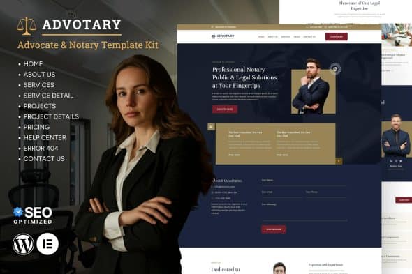 Advotary - Notary Public & Legal Services Elementor Template Kit