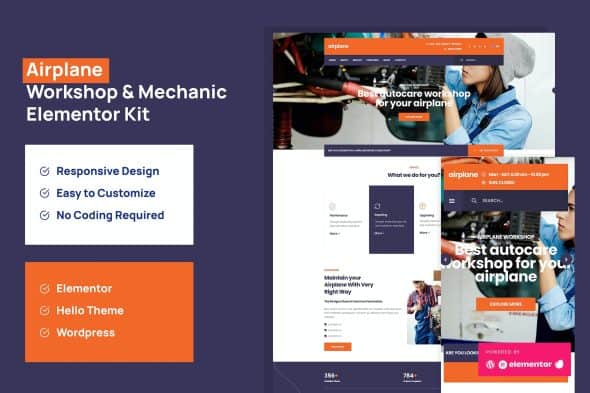 Airplane - Mechanic Workshop Elementor Template Kit