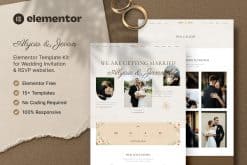 Alycia & Jevan - Wedding Invitation & RSVP Elementor Template Kit