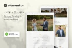 Amelia & James - Wedding Invitation Elementor Template Kit