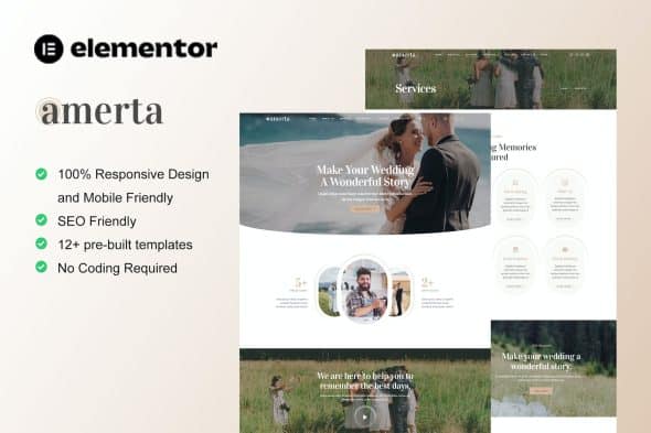 Amerta - Wedding Photography Service Elementor Template Kit