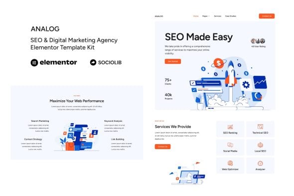 Analog - SEO & Digital Marketing Agency Elementor Template Kit