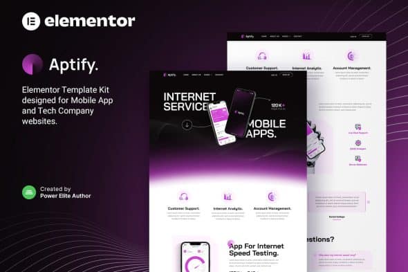 Aptify - Mobile App Landing Page & Tech Company Elementor Template Kit