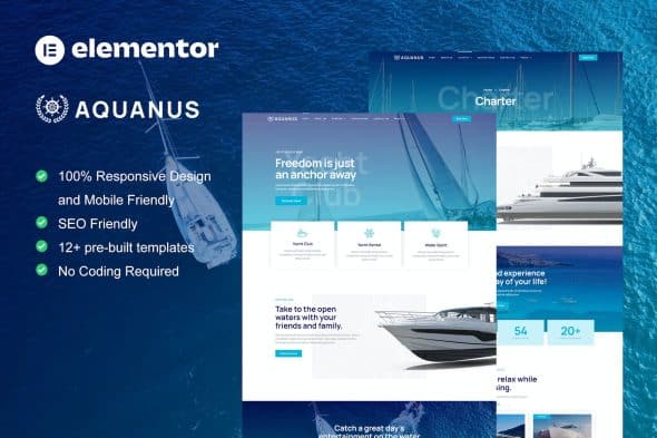 Aquanus - Yacht Club & Boat Rental Elementor Template Kit