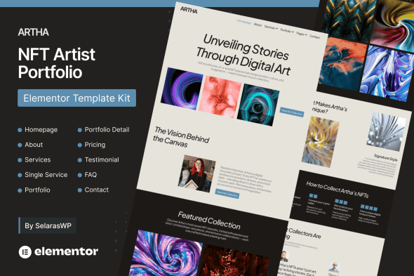 Download Artha – NFT Artist Portfolio Elementor Pro Template Kit