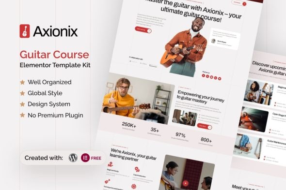 Axionix – Guitar Course Elementor Template Kit