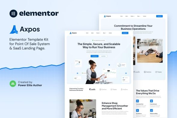 Axpos - Point Of Sale Software & SaaS Landing Page Elementor Template Kit