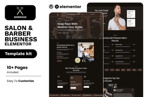 Download Baberage – Barber & Hairdresser Shop Elementor Template Kit