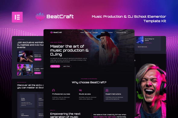 Download Beatcraft – Music Production & DJ School Elementor Template Kit