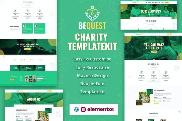 BEQUEST | Nonprofit Charity & Donation Elementor Template Kit