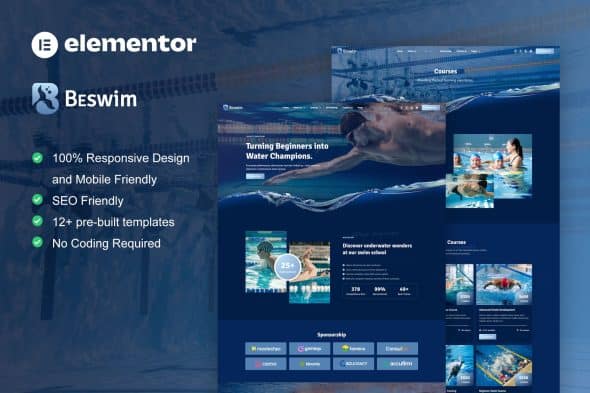 Beswim – Swimming Courses & Training Elementor Pro  Template Kit