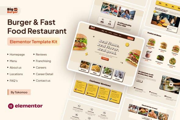 BigBurger - Burger & Fast Food Restaurant Elementor Template Kit