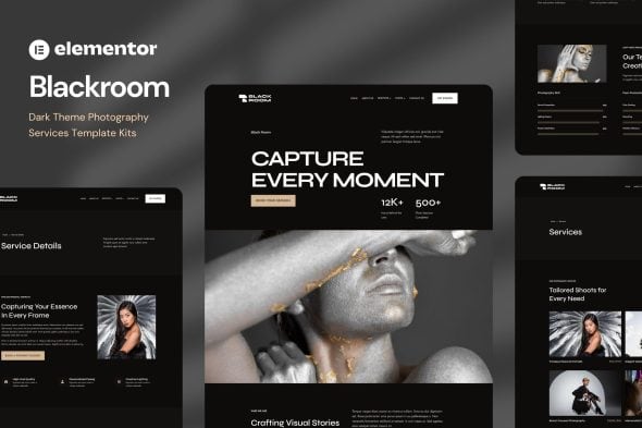 Download Blackroom – Dark Theme Photography Elementor Template Kit