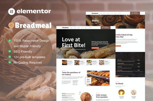 BreadMeal - Bakery & Cake Elementor Template Kit