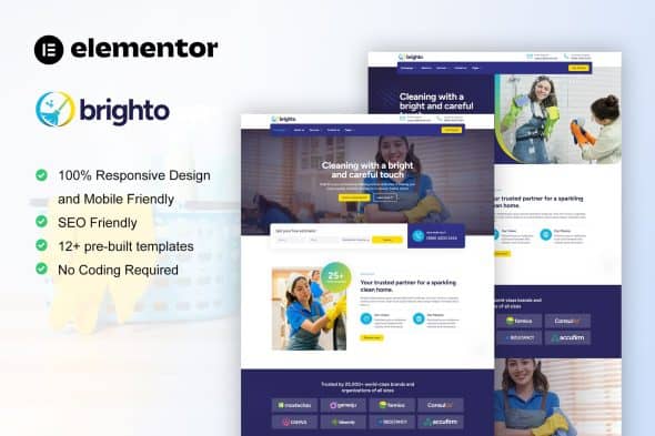 Brighto - Cleaning Service Company Elementor Pro Template Kit