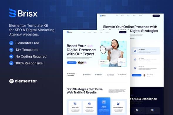 Brisx - SEO & Digital Marketing Agency Elementor Template Kit