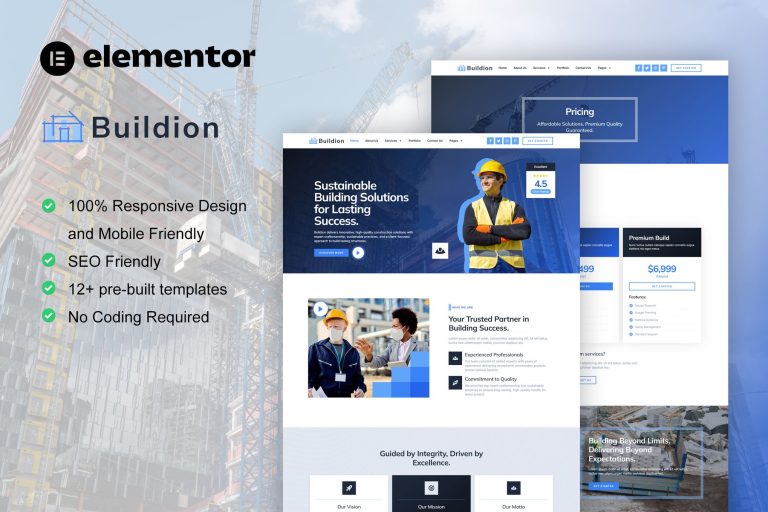 Buildion – Construction & Building Service Elementor Pro Template Kit ...