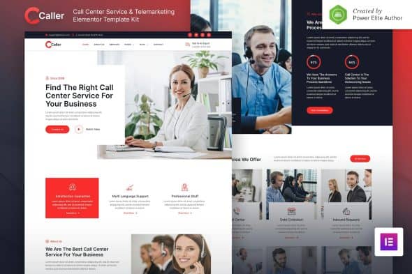 Callerr - Call Center Service & Telemarketing Elementor Template Kit