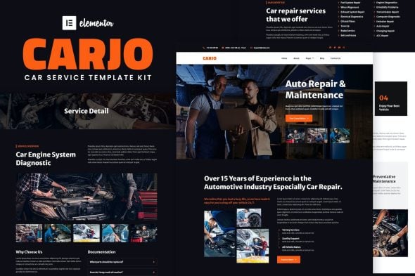 Carjo - Car Services & Repair Elementor Template Kit