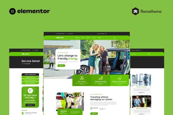 Caroze - Charging Station &EV Servicing Elementor Pro Full Site Template Kit