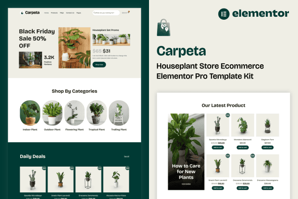 Carpeta – Houseplant Store Ecommerce Elementor Pro Template Kit