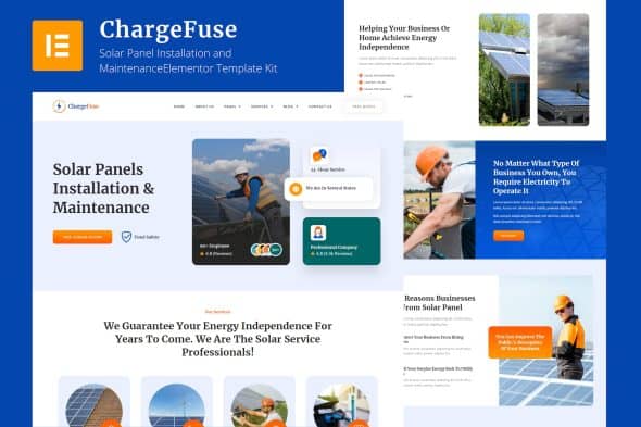 ChargeFuse - Solar Panel Installation & Maintenance Elementor Template Kit