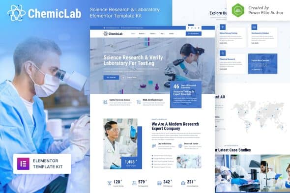 ChemicLab - Science Research & Laboratory Elementor Template Kit