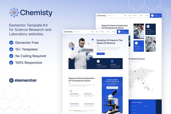 Chemisty - Science Research & Laboratory Elementor Template Kit