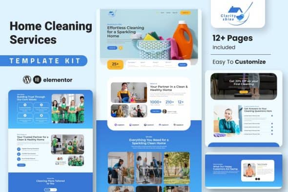 ClarityShine - Cleaning Service Company Elementor Template Kit