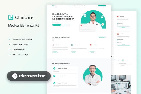 Clinicare - Elementor Template Kit Health & Medical Websites