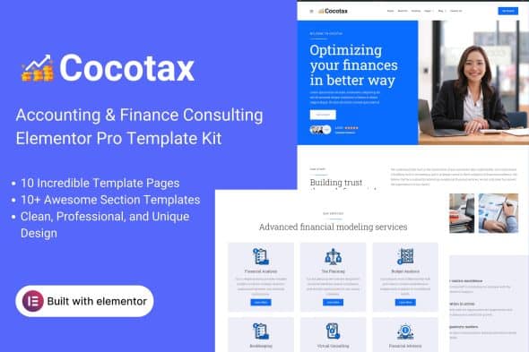 Cocotax - Accounting & Finance Consulting Elementor Template Kit