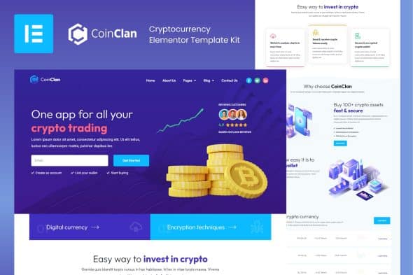 CoinClan - Cryptocurrency Elementor Template Kit