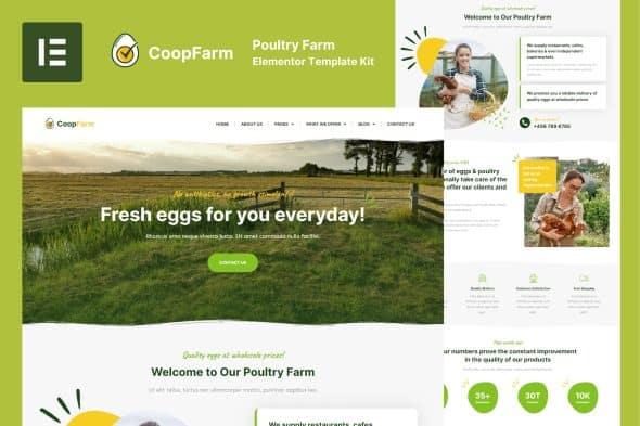 CoopFarm - Poultry Farm Elementor Template Kit