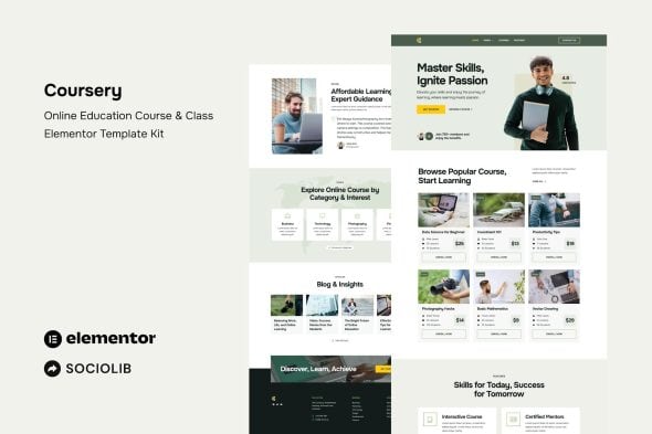 Coursery - Online Education Course & Class Elementor Template Kit