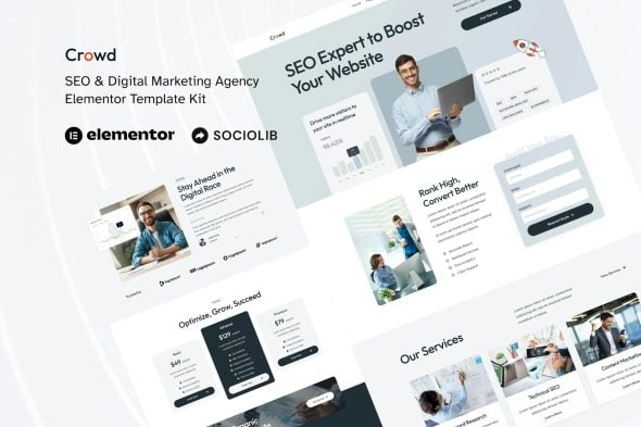 Crowd - SEO & Digital Marketing Agency Elementor Template Kit