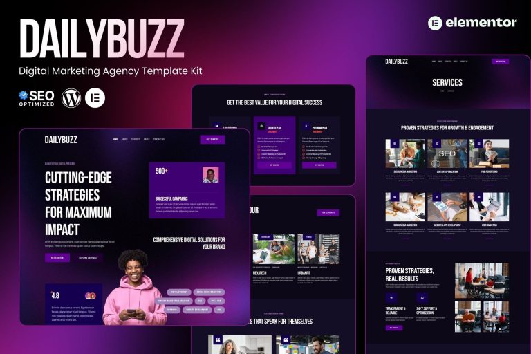 DailyBuzz – Digital Agency Elememtor Template Kit - GPLVilla