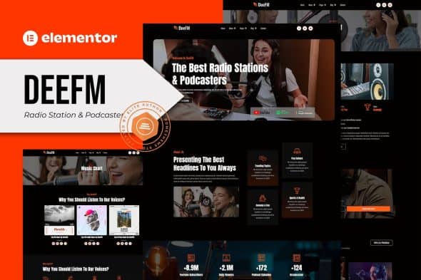 DeeFM - Radio Station & Podcaster Elementor Pro Template Kit