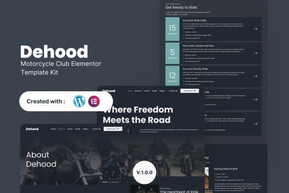 Dehood - Motorcycle Club Elementor Template Kit