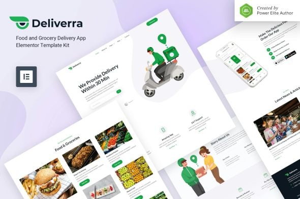 Deliverra - Food & Grocery Delivery App Elementor Template Kit