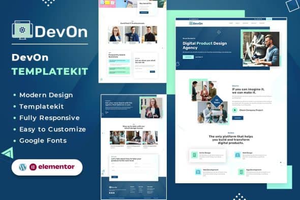 DevOn | Digital Product Design Agency Elementor Template Kit