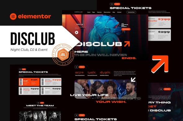 Disclub - Night Club DJ & Events Elementor Pro Template Kit