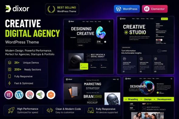 Download Dixor - Agency & Portfolio WordPress Theme GPL WordPress Plugin
