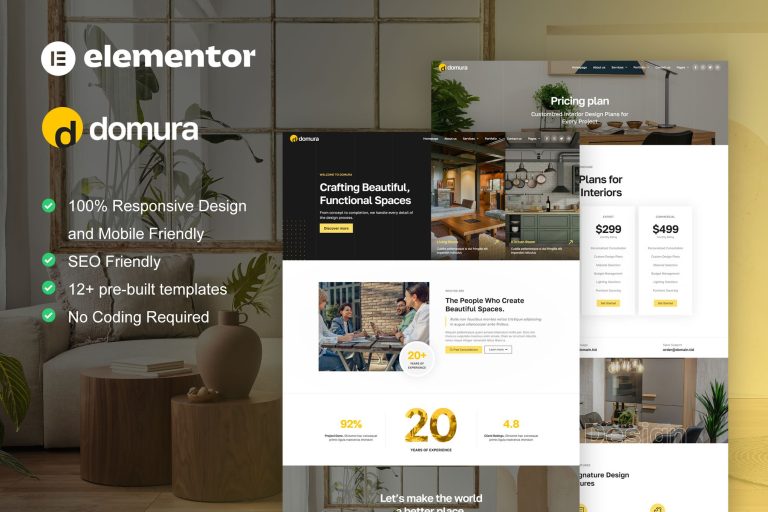 Domura – Interior Design & Architecture Elementor Pro Template Kit ...