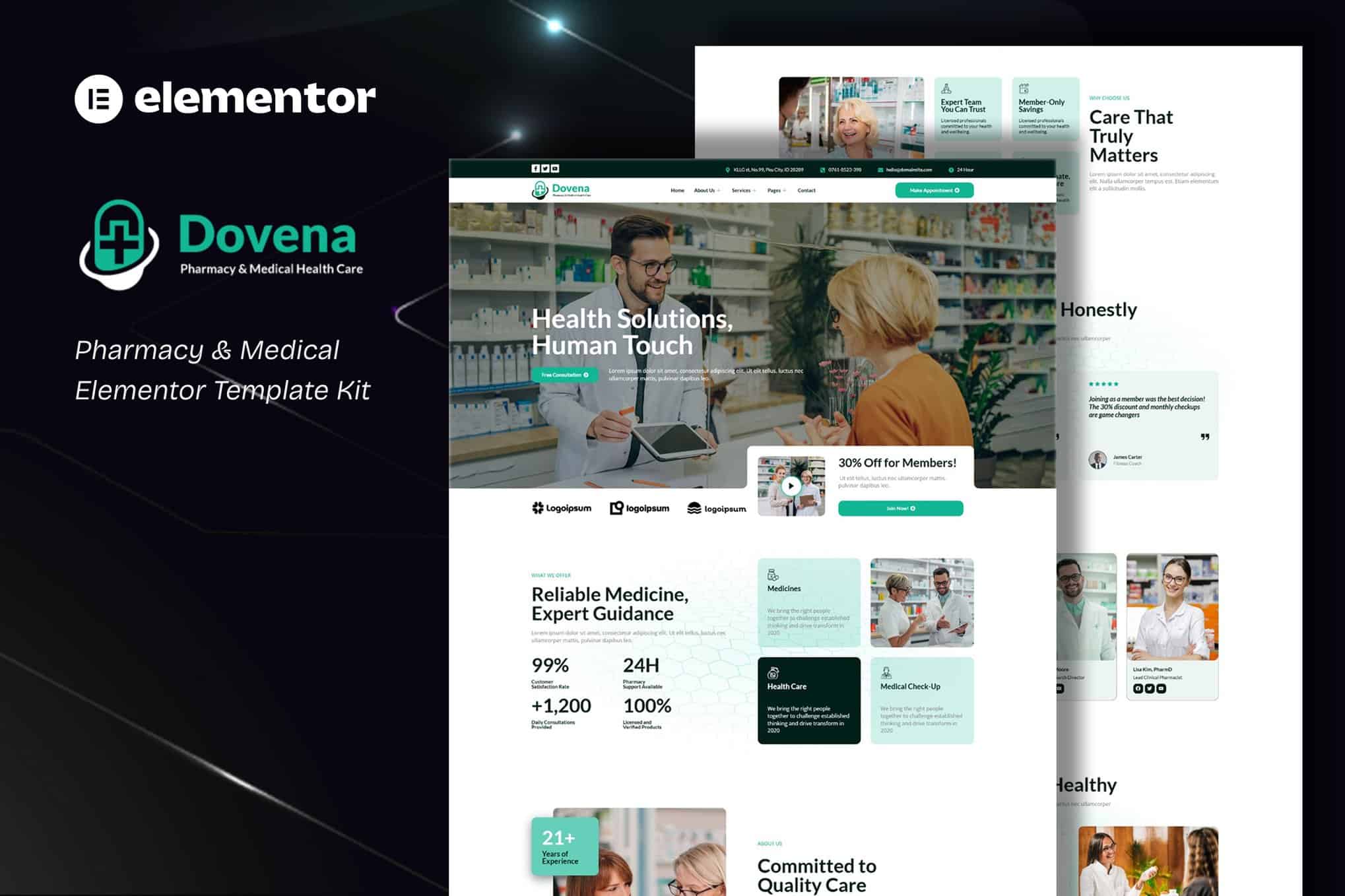 Dovena – Pharmacy & Medical Elementor Template Kit - GPLVilla
