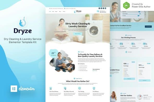 Dryze - Dry Cleaning & Laundry Service Elementor Template Kit