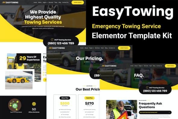 EasyTowing - Emergency Towing Service Elementor Template Kit